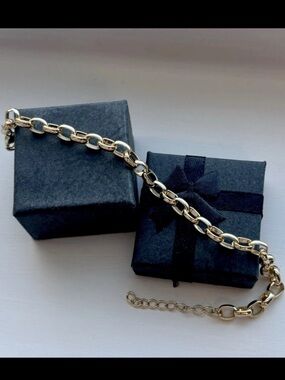NWT Gold Plated Chunky Chain Link Bracelet Adjustable Lobster Clasp Minimalist